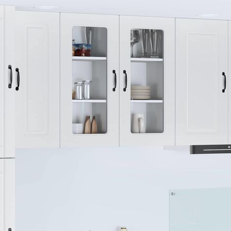 vidaXL Pannello lavastoviglie Kalmar 2 pz Bianco Lucido