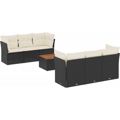 Maison Exclusive - Set Divani da Giardino con Cuscini 7pz Nero Polyrattan (1/5)