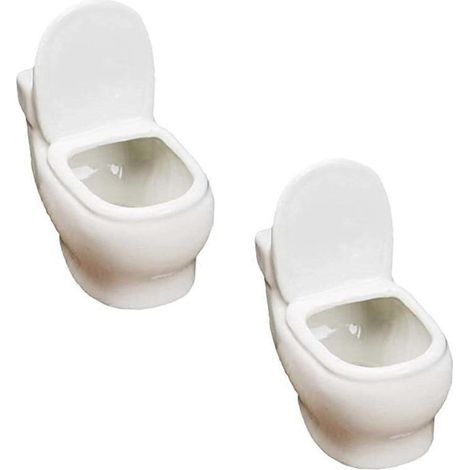 2er-Pack weiße Toiletten-Pflanztöpfe/Bonsai-Töpfe/Blumentöpfe/Sukkulenten-Pflanzgefäße (1/5)