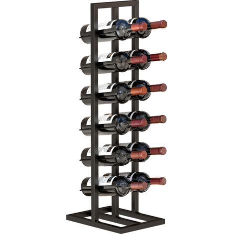 Porte-Bouteilles 12 Bouteilles Casier à Vin Métal sur Pied Noir (1/5)