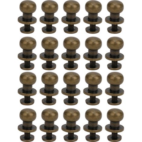 20 rivets à tête ronde en cuivre de 9 x 8 mm, couleur bronze, pour accessoires de maroquinerie et de chaussures. Convient également pour la maroquinerie. (1/3)