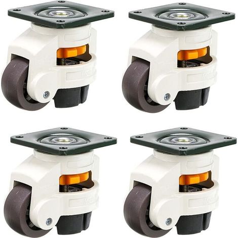 YMYNY Pack of 4 furniture casters, swivel wheel, 60F retractable leveling casters, made of nylon alloy and aluminum, load capacity 250 kg per caster