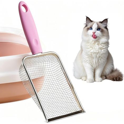 Pala para arena de gato,con mango de madera,tamaño de la pala 4 mm,Pala para arena de gato (rosa) (1/5)