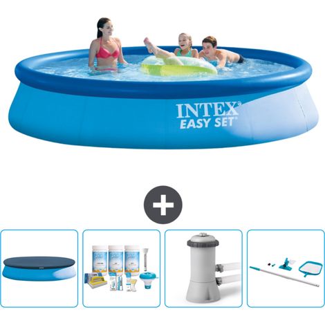 Piscine Gonflable Ronde Easy Set Intex - 396 x 84 cm - Bleue - Incluse Accessoire CB7