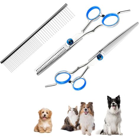 3-Piece Pet Grooming Scissors, Dog and Cat Grooming Scissors, with Safety Round Tips (1/5)