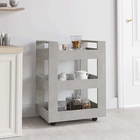 vidaXL Chariot de cuisine Gris béton 60x45x80 cm Bois d'ingénierie (1/5)
