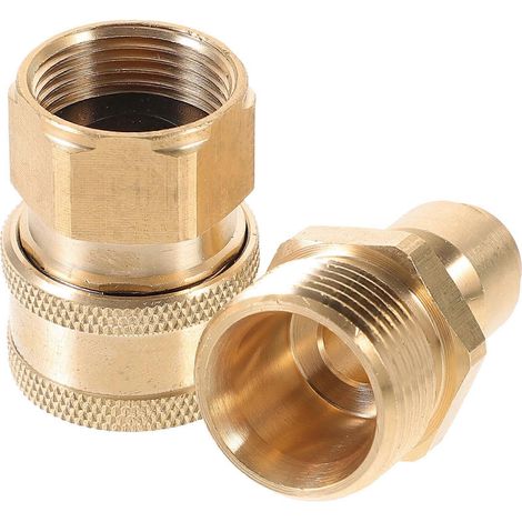 Raccord de tuyau d'arrosage High-Hose 3/8 pouce à dégagement rapide en cuivre, conçu pour les propriétaires et les jardiniers. Connexion sécurisée. 5 paires. (1/5)