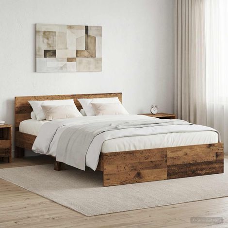 Estructura de cama con cabecero Madera envejecida 120 x 200 cm (1/5)