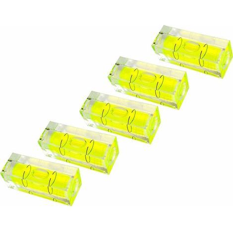 Bubble level, set of 5, 15 x 15 x 40 mm, precision bubble level with air bubble, mini bubble level for cameras, camping and caravans, bubble level, bubble level (1/5)
