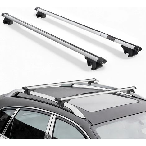 Barres Transversales de Toit Charge 100 kg, Porte Bagages de Toit 120 cm, pour Panier Porte-bagages Galerie Camping Voyage, en Alliage d'Aluminium, Barres Seulement, Pieds de Fixation Non Inclus (1/5)
