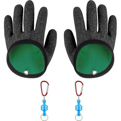 1 Paire Gant de Pêche Anti Coupure Étanche Gants Chasse Gant de Pêche avec Magnétique Boucle en Fils de Tissé et Latex (1/5)