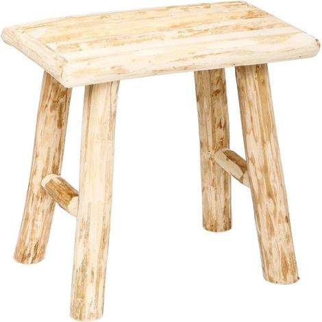 Atmosphera – Tabouret en bois naturel 32cm – Design déco tendance – Élément de décoration pour intérieur – Poids léger 2,2kg