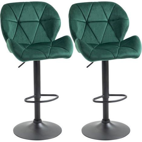 SET 2 SGABELLI GIREVOLI CON ALTEZZA REGOLABILE RIVESTIMENTO VELLUTO VERDE (1/5)