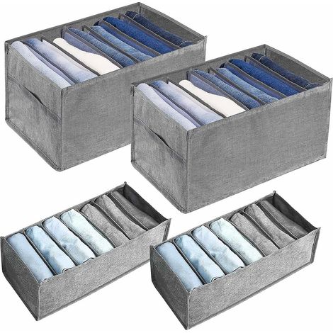Ensemble de 4 organisateurs de vêtements pour armoire, 2 tailles d'organisateurs de tiroirs pliables, bacs de rangement pour vêtements. (1/5)