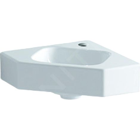 Geberit – Lavabo d'angle 33cm blanc sans trop-plein – Lave mains à poser – Pour espaces confinés – Design compact et moderne