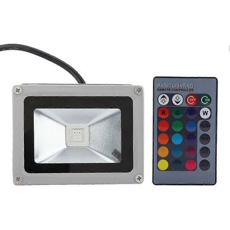 Projecteur LED RGB multicolore 10 W pour extérieur avec télécommande (1/5)