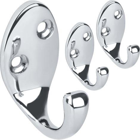 Patère Murale MH014-S3 - Lot de 3 Crochets de Manteau en Zink Design Moderne - Porte-Manteau Mural pour Salle de Bain Cuisine Entrée - Économie d'Espace Argenté (1/5)