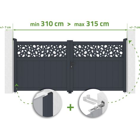 DOLOMITE SUNNY 3 m verstellbare Schwingtür, 140 cm hoch, graues Aluminium