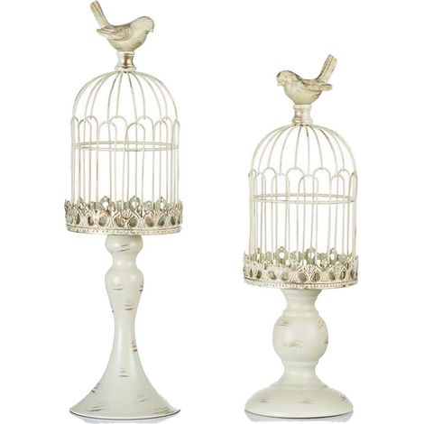 Lot de 2 Lanternes Bougeoirs Vintage K-Fig pour Bougies Ulen, Décor de Table Mariage Cheminée, Blanc (1/5)