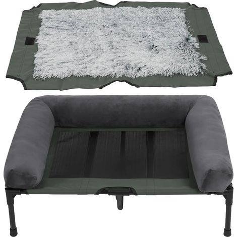 Cama para perros, diseño elevado, superficies transpirables y suaves, L (1/2)