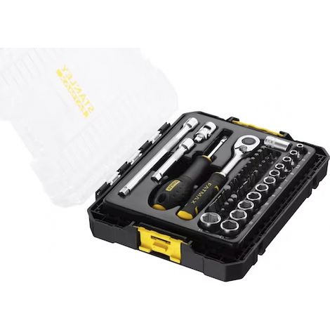 Stanley – Coffret cliquet et douilles 48 pcs – Taille ¼'' – Connexion facile avec coffrets STAKBOX – FMMT981010