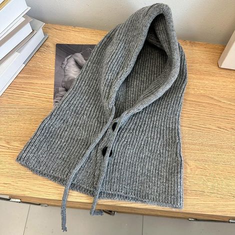 Cagoule en tricot chaud avec doublure polaire coupe-vent (1/5)