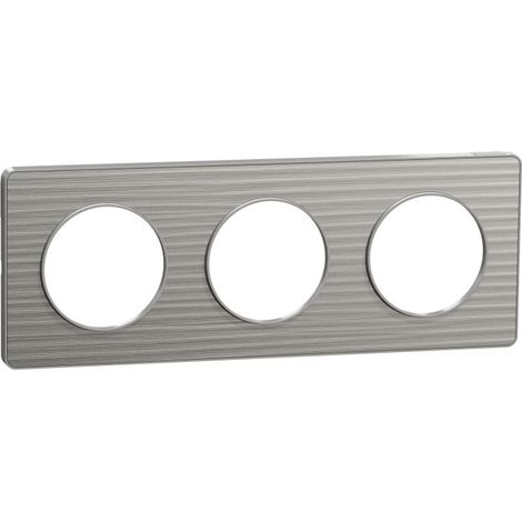 Plaque de finition 3 postes 6 modules alu brossé croco liseré gris alu H-V entraxe 71mm série Odace Touch SCHNEIDER