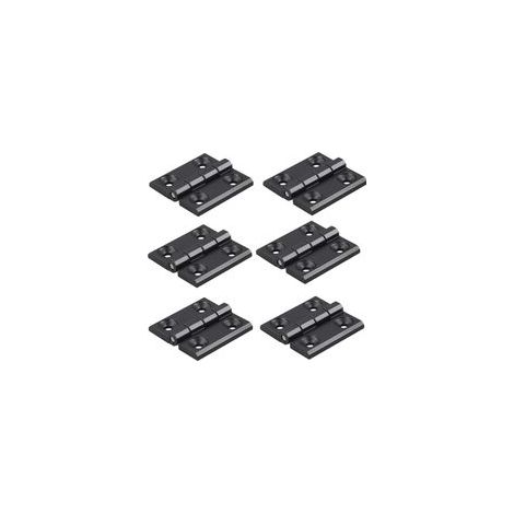 Lot de 6 charnières noires en alliage de zinc - 40 x 40 mm - Charnières profilées en aluminium - Kit d'installation pour profilé d'extrusion en aluminium 2020 - 6 mm