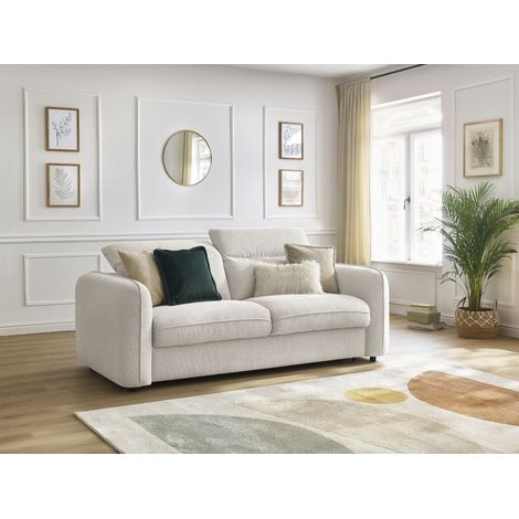 BOBOCHIC - Canapé droit convertible ouverture express ACHILLE 140x200 Blanc (1/5)