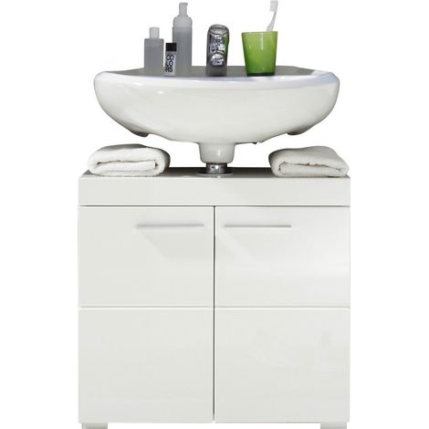 Meuble sous lavabo moderne blanc brillant Savana
