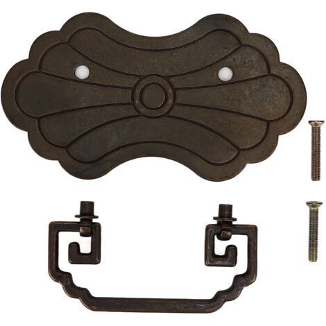 Antiker Schubladengriff 12,8 x 7 cm, Blumenmotiv im Retro-Stil (chinesischer Stil), Vintage-Messinggriff mit 2 Schrauben für Bücherregale, Bronze (1/5)