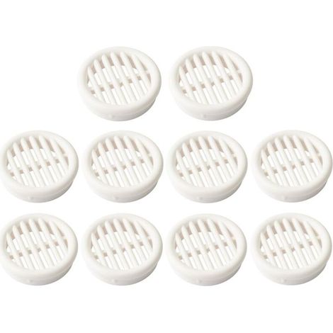 10x Round plastic ventilation grille, recess diameter 39.5mm, height 11mm, ceiling protection cover, wall, carpentry, white (1/4)