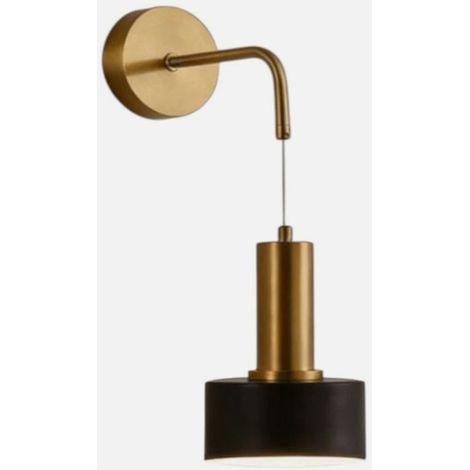 Applique da Parete Moderna Ottone e Nero E27 Altezza Regolabile 100cm Lampada Design Minimal per Camera Letto Soggiorno (1/5)