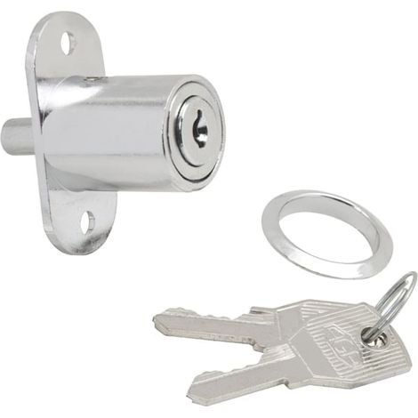 Serrure pour porte coulissante avec bouton-poussoir Chromé 347/27 mm (1/4)