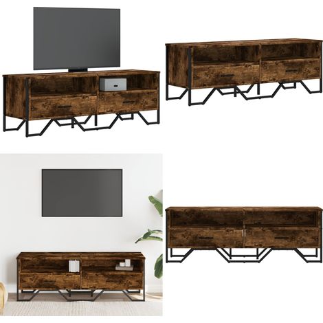 TV-Schrank Räuchereiche 122x34x41 cm Holzwerkstoff - TV Schrank - Holzmöbel - Fernsehtisch - Wohnzimmer Möbel - Regal - Home & Living (1/5)