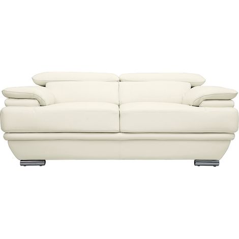 Sofá cuero diseño dos plazas con cabeceros ajustables blanco EWING