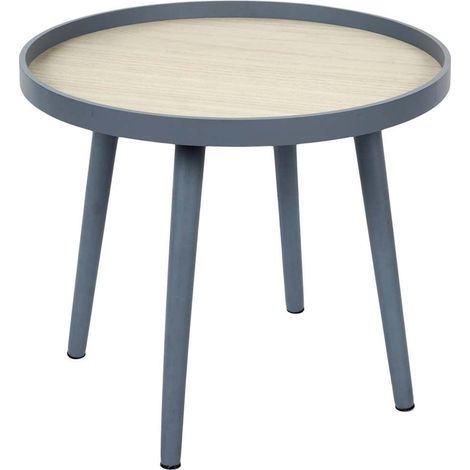 Table d'Appoint Design "Macha" 50cm Bleu & Naturel (1/3)