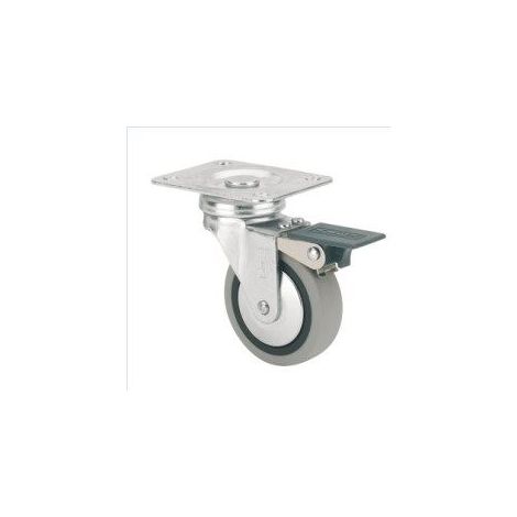 RUEDA .75 GIRATORIA PLATAFORMA GOMA GRIS FRENO 50K