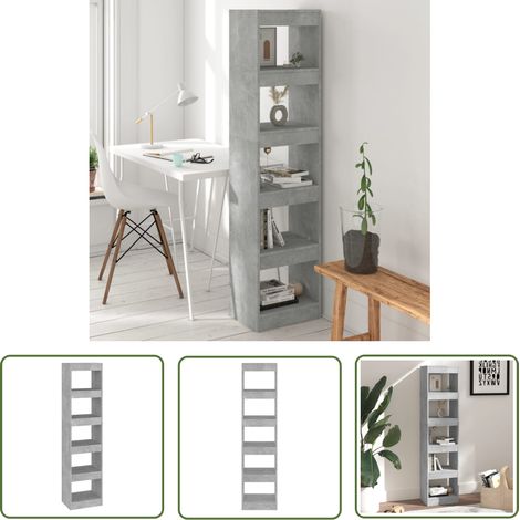 The Living Store Bücherregal/Raumteiler Betongrau 40x30x166 cm - Bucherregal - Raumteiler - Holzmöbel - Etagenregal - Betongrau (1/5)