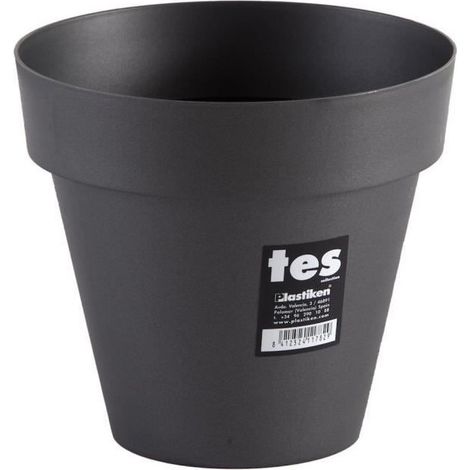 Pot modèle "Tes" Ø18x15cm (2,5 litres) en polypropylène gris anthracite (1/2)