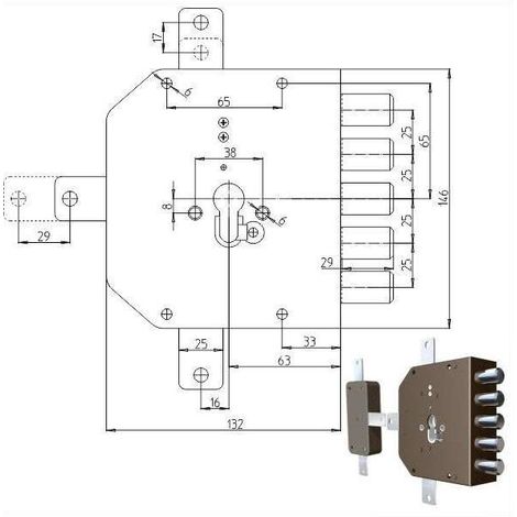 Serratura Sicura Quintuplice Dx Cilindro 2300Pe Mc Cr