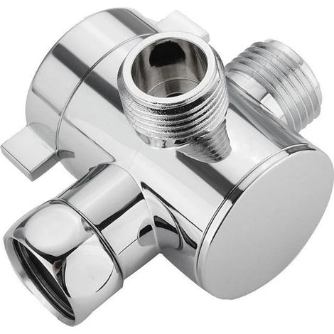 Lntyq 3 Voies Soupape,G1/2in Inverseur de Douche à Trois Voies avec Valve d'arrêt,Valve Adaptateur en Forme de T,Adaptateur Douche Accessoire pour Pomme de Douche à Main/Pommeau Fixe Chromé 1PCS