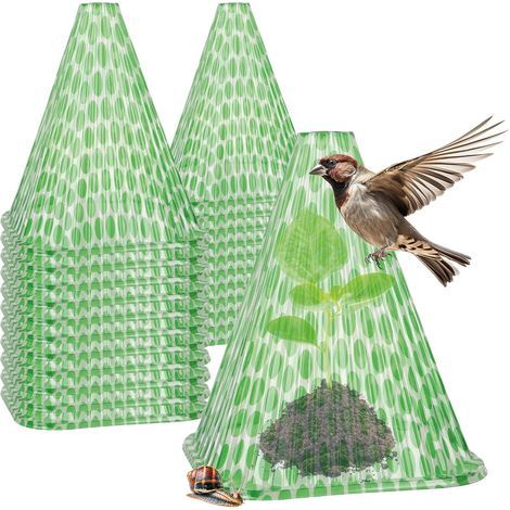 24 Chapeau de soleil pour plantes, Protection plastique vert, 23 cm hauteur, Pour jardin et potager (1/5)