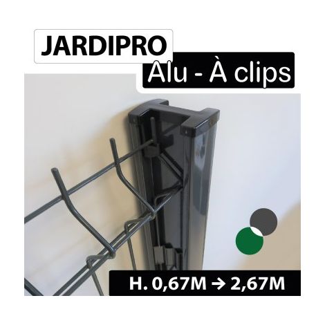 Cloture & Jardin – Poteau à clips aluminium 1,07m – Thermolaqué gris anthracite – Résistant aux environnements côtiers – Système de fixation rapide