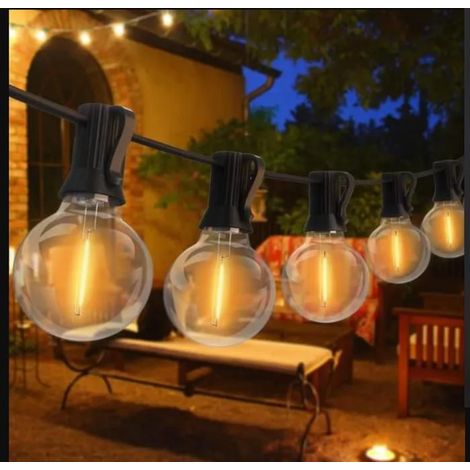 10 pièces Guirlande guinguette LED, ampoules G40 étanches, guirlande lumineuse extérieure/intérieure, 7 m, décoration jardin et terrasse