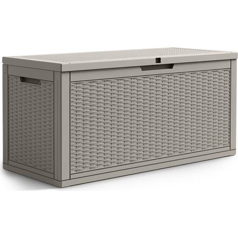 Arcón de jardín impermeable 340L contenedor exterior balcón terraza plástico polipropileno gris (1/5)