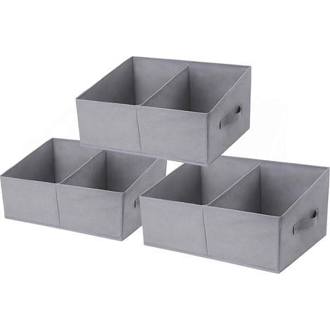 Set of 3 Foldable Open Storage Boxes, Fabric Storage Basket, Storage Crate with Reinforced Handle, Shelves, Closet for Clothes, Toys, Books, Home (Gray, Without Cover) (1/5)