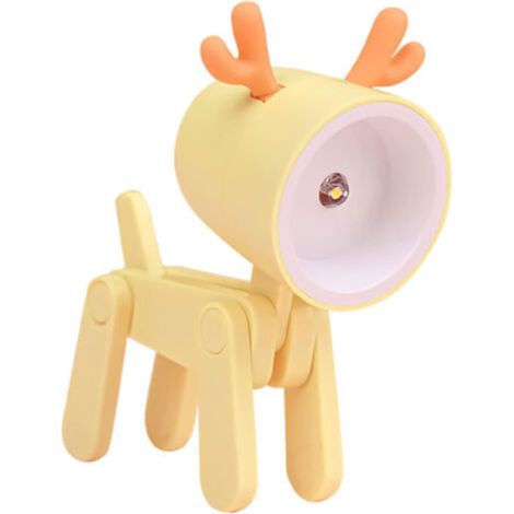 Veilleuse en forme de cerf (jaune), support de téléphone portable réglable, veilleuse LED cadeau de noël pour enfants, décoration de chambre