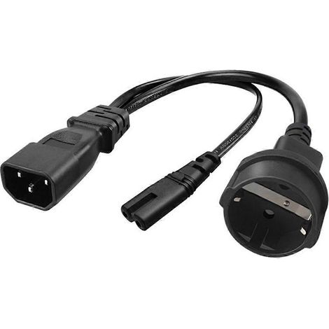 IEC320 C14 auf 2-poligen C7-Stecker und deutsches 4,8-mm-Adapterkabel 1 auf 2 Umrüstung