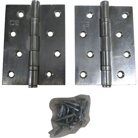 Ball Bearing Door Butt Hinges X2 (Pair Zinc Plated Steel CE Rated Cabinet Fixing)